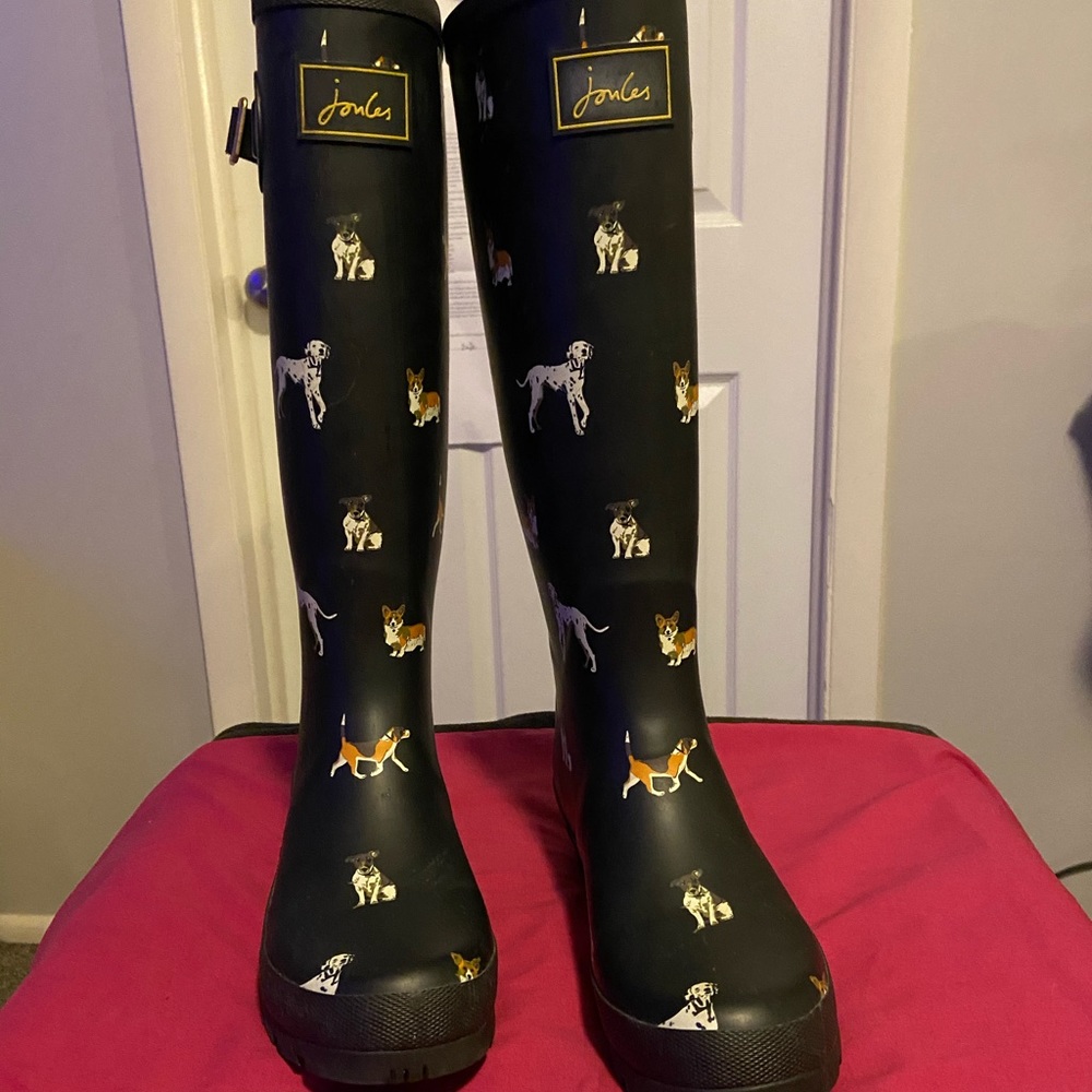 JOULES BLACK DOG RAIN BOOTS BRAND NEW